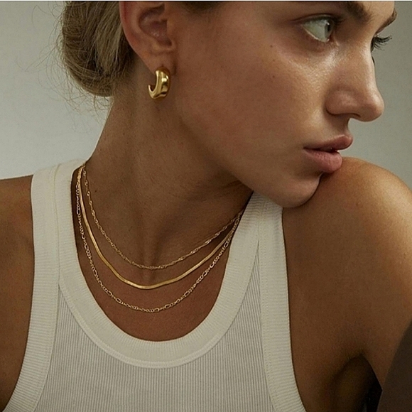 Free People Layered Gold Necklaces Set - Picture 1 of 4